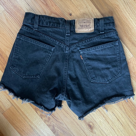 Vintage Levi’s 565 Wide Leg Student black denim shorts size 27 - Picture 3 of 6